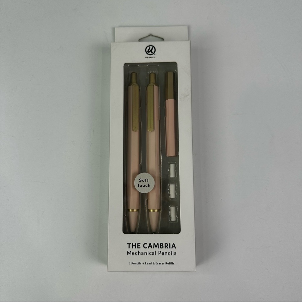 The Cambria Mechanical Pencils Light Pink Set of Two With Lead & Eraser Refills